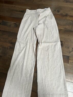 Banana Republic Wide Leg Linen Blend Pants in Light Beige